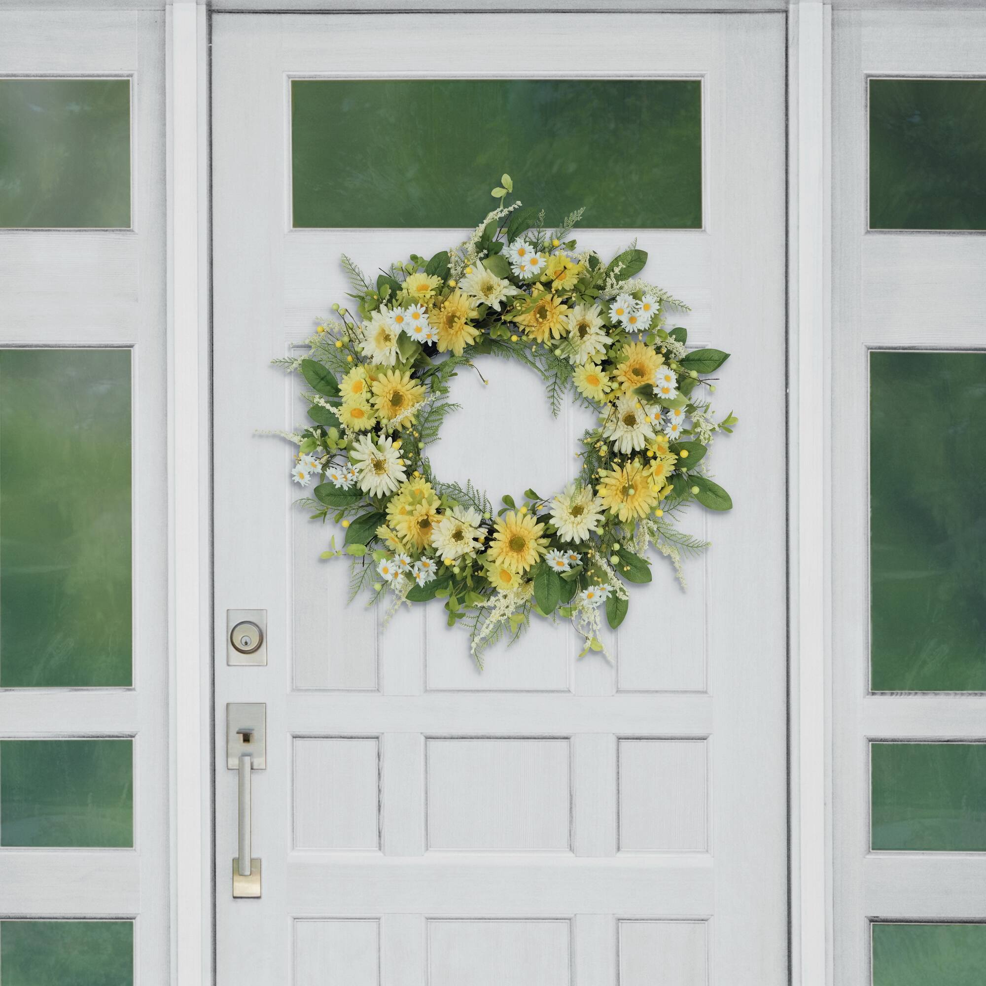 6 Pack: 30" & White Mum & Daisy Floral Spring Wreath
